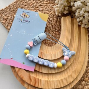 Silicone Pacifier Clip Holder,Teething Relief - Butterfly Theme
