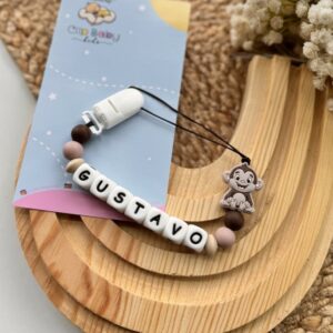 Silicone Pacifier Clip Holder, Teething Relief – Monkey Theme