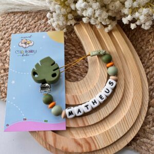 Silicone Pacifier Clip Holder, Teething Relief –  Leaf Theme