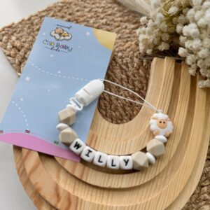 Silicone Pacifier Clip Holder, Teething Relief – Sheep Theme